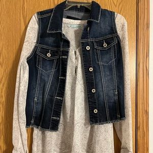 Maurice’s denim vest and flowy shirt